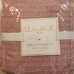 Pink Baby Blanket by Lila & Jack 100% Cotton Waffle Print. NEW